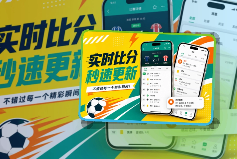 杂志式App介绍 · App使用入口 · 直播比分随时查看界面展示
